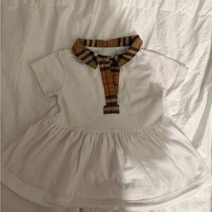 Burberry White Dress with Tan Plaid Accents